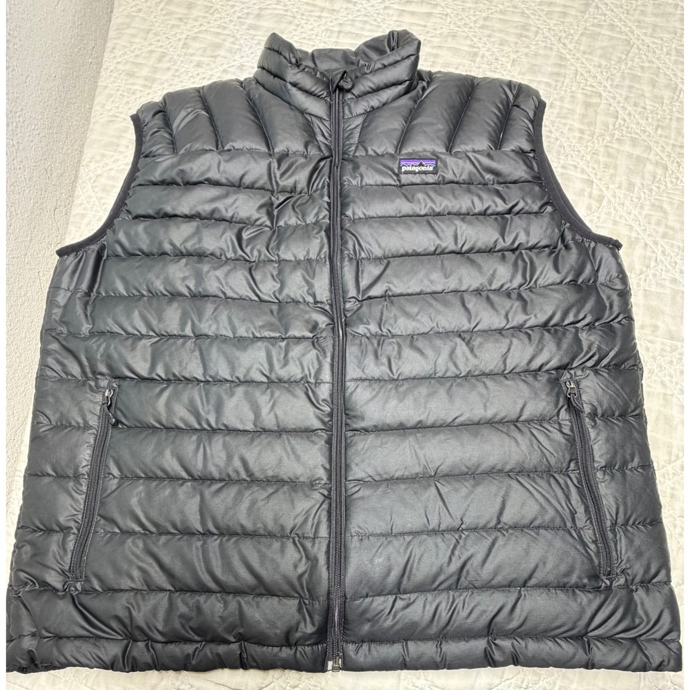 Patagonia Down Sweater Vest Mens L Black Puffer Full Zip 84621FA13